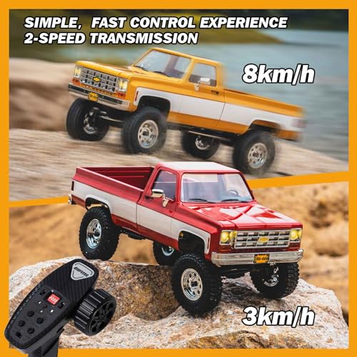 FMS 1/18 FCX18S Chevy K10 S RC Crawler RTR with License Red, RC Pickup Truck 4x4 Chevy Hobby Grade 2-Speed Transmission Monster Truck for Adults with Led Light (red)