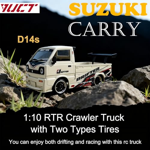 YUCT WPL D14s 1:10 4WD RC Truck - 15MPH Brushless 2435 Motor 2.4GHz Off Road Climbing Crawler Drift Car with Mudguard Body Kit