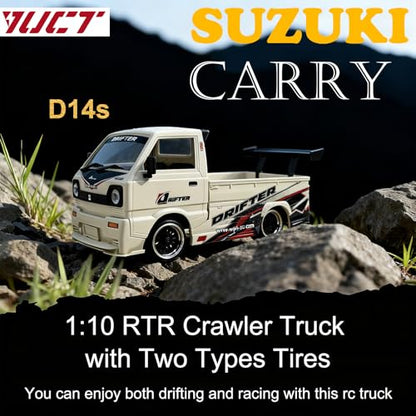YUCT WPL D14s 1:10 4WD RC Truck - 15MPH Brushless 2435 Motor 2.4GHz Off Road Climbing Crawler Drift Car with Mudguard Body Kit