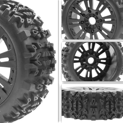 1/8 RC Buggy Tires 17mm Hex Wheels Rims & Rubber Tires Compatible with Arrma Typhon 6S 3S Talion 6S Team Losi HPI 1/8 RC Car 4PCS