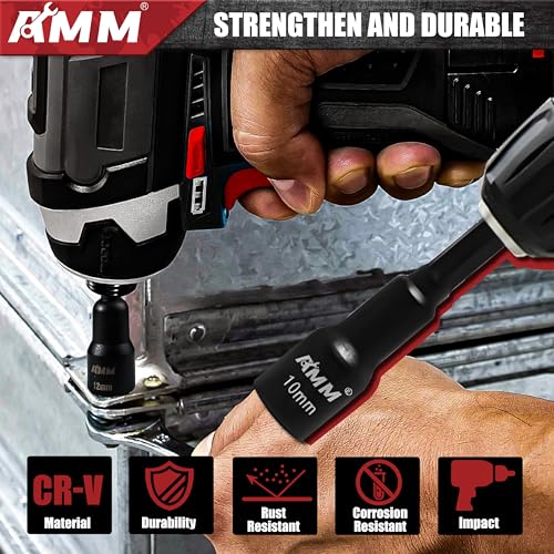 AMM 39PCS Magnetic Nut Driver Set for Impact Drill, Includes Metric & SAE Impact Driver Bit Set, Bit Extension & Drill Bit Adapter | 1/4" Hex Shank | Cr-V Steel - size: 39PC Magnetic Nut Driver Set