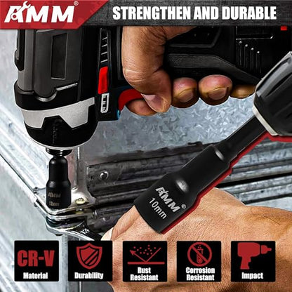 AMM 39PCS Magnetic Nut Driver Set for Impact Drill, Includes Metric & SAE Impact Driver Bit Set, Bit Extension & Drill Bit Adapter | 1/4" Hex Shank | Cr-V Steel - size: 39PC Magnetic Nut Driver Set