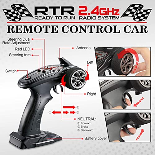 FMT High Speed 36km/h 4WD 2.4Ghz Remote Control Truck 9137 1:16 Scale Radio Conrtolled Off-Road RC Car Electronic Monster Truck R/C RTR Hobby Cross-Country Car Buggy (Color May Vary)