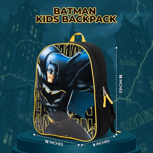 AI ACCESSORY INNOVATIONS Batman Kids Backpack, Dark Knight Superhero 15" School Bag for Boys, Black - color: Batman