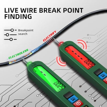 AC Rechargeable Voltage Tester Pen 12-300V Large Screen Single Pole Electrical Leak Tester with Audible and Visual Alarm Live Wire Phase Detector with Flashlight