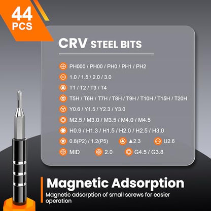 JOREST 59Pcs Small Precision Screwdriver Set with Torx T5, T6, T8, Mini Repair Tool Kit for Macbook, Computer, Laptop, iPhone, PS4 PS5, Xbox, Switch, Eyeglasses, Watch, PC, Ring Doorbell, Electronic - style: 59 in 1 CRV