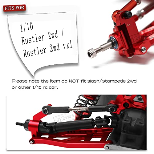 Upgrades Part for 1/10 Rustler 2wd VXL,Alloy Caster Block,Drive Shaft CVD Axles,Suspension Arm,Steering Blocks,Stub Axle Carriers,Shock Tower,Bulkhead,Red - color: 1set W/Cvd - Red