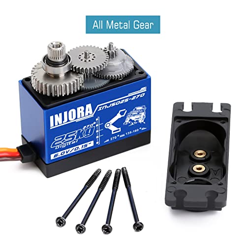 INJORA Servo 25KG High Torque Servo for RC Car Models Crawler Truck (Control Angle 270°) - size: 25kg（270°）