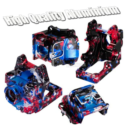 Aluminium Transmission Gearbox Upgrades Part for 1/10 Slash/Rustler/Stampede/Jato VXL 4X4 4WD,XO-1,RC Front Rear Gearbox & 37T Differential Gear,#6880#6881,Colorful(Navy Blue Red Tone) - color: Colorful(navy Blue Red Tone) - (Upgrades)