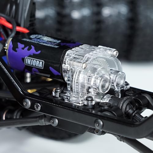 INJORA Acrylic Complete Transmission with Stock Gears for 1/18 RC Crawler TRX4M Upgrade - size: 16.6/1