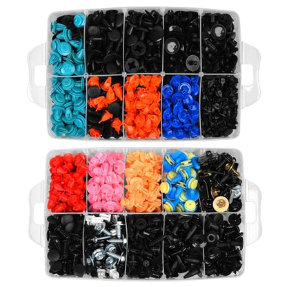 1430PCS Auto Fasteners Assortment 47 Most Popular Sizes | Car Clips Door Panel Trim Screw Clips Nylon Bumper Fender Rivets with Fastener Remover for Ford GM Toyota Honda Chrysler - size: Car Clips 1430PCS-Blue
