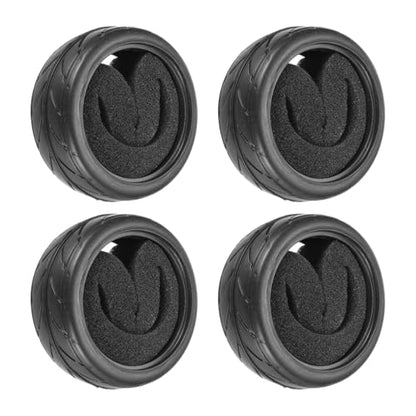uxcell 4pcs Soft Rubber RC Car Tires for 1/10 Scale Touring On-Road Racing Car- 62mm x 28mm Performance Tyre, Black