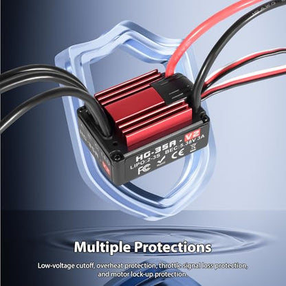 RiToEasysports Esc, Compatible Motor Water Proof Brushless Electronic Speed Controller for 1/10 Rc Crawler Cars (Red XT60 Plug) - color: Red Xt60 Plug