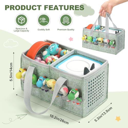 PISOSN Carrying Case for Toniebox Starter Set and Tonies Figurines, Travel Felt Cloth Musical Toy Folding Bag for Toniebox Accessories (Lily Green) - color: Lily Green