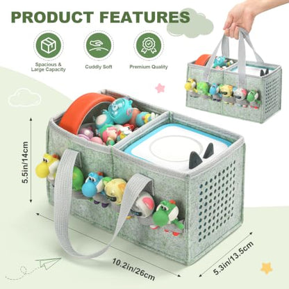 PISOSN Carrying Case for Toniebox Starter Set and Tonies Figurines, Travel Felt Cloth Musical Toy Folding Bag for Toniebox Accessories (Lily Green) - color: Lily Green
