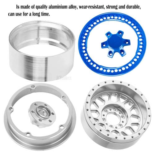 RC 2.2" Beadlock Wheels Tires Set（4PCS for 1/10 SCX10 I II 90046 AXI03007 TRX4 TRX6 VS4-10 D90 Gen7 Gen8 MST CFX RC Crawler Car,2.2 Beadlock Wheels and Tires,Aluminium Wheel Rims,Silver - color: Silver- (Rc Wheels Tires)