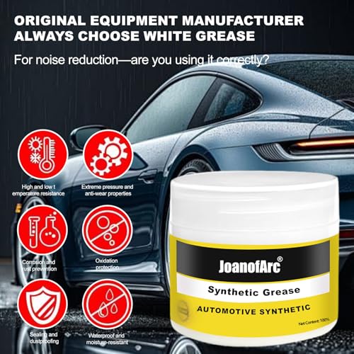 White Synthetic Grease, Automotive Grease, Car Door Grease with Brush, Rust Corrosion Waterproof Multi-Purpose Garage Door Lubricant for Hinges, Bearings, Gears, Automotive, 3.53 oz-1 Pack