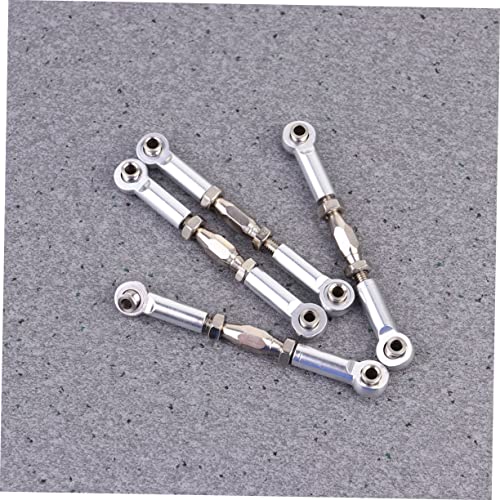 KOMBIUDA 6pcs Aluminum Turnbuckle Rod Linkage for Rc Car Steering Shaft Upgrade Compatible Rc Trucks Crawler Parts - color: Silver
