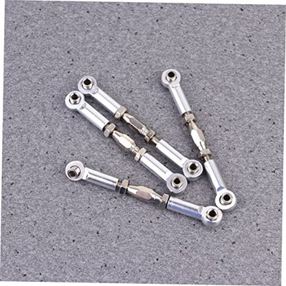 KOMBIUDA 6pcs Aluminum Turnbuckle Rod Linkage for Rc Car Steering Shaft Upgrade Compatible Rc Trucks Crawler Parts - color: Silver