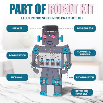 Soldering Robot Recording and Voice Changing DIY Kit Electronic Soldering Project Practice Kit Cool Sound Effects Fun STEM Kit for Family and Friends