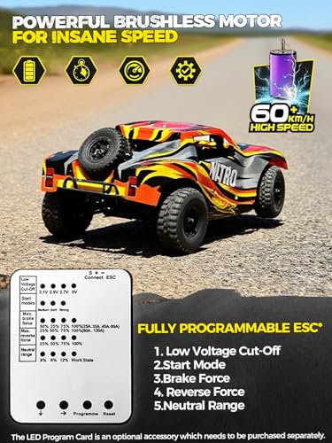 1/8 Scale Brushless RC Cars for Adults，Max 40mph Electric Off-Road Monster Truck,Waterproof High Speed RC Car 4WD Remote Control Car with 3S Lipo 30+ Min Play, All Terrain