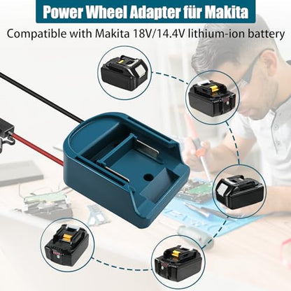 2 Pack Power Wheel Adapter for Makkita 18V LXT Battery, 14AWG Wire with Switch, Fuse & Terminals, DIY Power Converter for Ride On Cars, RC Toys, Work Lights & Robotics - style: 2pcs for Mak 18v