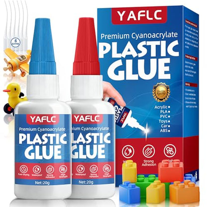 Plastic Glue, Super Glue for Plastic Models 40g | Adhesives Kit for Models Bonding, Repair, Acrylic, PLA, Toys, Car, Acrylic, ABS, PVC, Tube, DIY Kits, Vinyl - style: Plastic Glue
