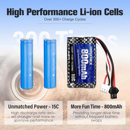 Airsoft Battery 7.4V 800mAh with SM-2P Plug 2S RC Li-ion Battery Compatible with Anstoy Gel Blaster Gun WPL MN BEZGAR RC Car Boats and Most 1/16, 1/18, 1/24 RC Trucks