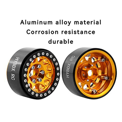 1.9 Inch Aluminum Alloy Beadlock Wheel Rim Hub 4pcs Suit for 1:10 RC Crawler Axial SCX10 SCX10 II TRX4 RC4WD D90. (Golden) - color: Golden