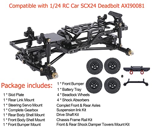Metal Chassis Frame Assembled Kit for Axial SCX24 Deadbolt AXI90081 1/24 RC Crawler Car Upgrades (Black) - color: Black