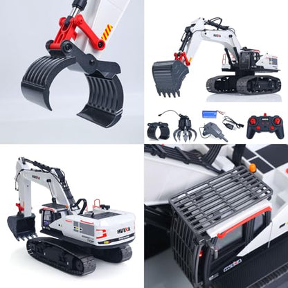 TOUCAN RC HOBBY 1/14 HUINA RC Metal Excavator Model 1594 Radio Light Battery 28CH Sound