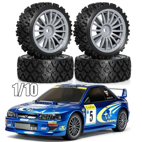 1/10 RC Wheels and Tires，70mm On Road Rubber Tires， for HPI Ken Block's Tamiya XV01 TT01 TT02B Kyosho FAZER MK2 Lc Racing PTG HSP RGT RC 3RACING D5 1/10 RC Rally Car (Grey) - color: Grey