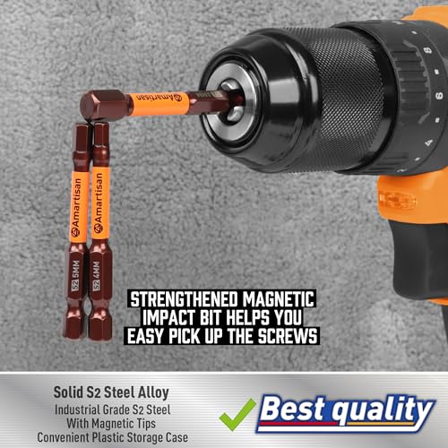 Amartisan 20-Piece Allen Wrench Drill Bit Set | Hex Head Allen Wrench Drill Bit Set, Metric and SAE S2 Steel Hex Bits Set, Magnetic Tips, 2.3" Long With Storage box. - style: 20-Piece Hex Bit Set