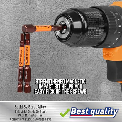 Amartisan 20-Piece Allen Wrench Drill Bit Set | Hex Head Allen Wrench Drill Bit Set, Metric and SAE S2 Steel Hex Bits Set, Magnetic Tips, 2.3" Long With Storage box. - style: 20-Piece Hex Bit Set