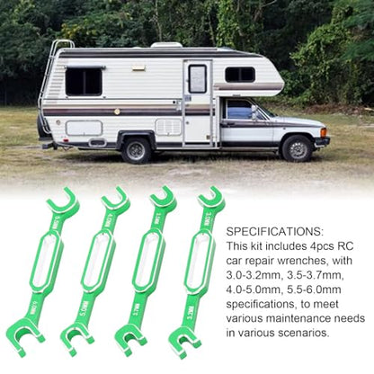 4pcs RC Car Wrench Turnbuckle Nut Ball Joint Remover Aluminium Alloy RC Maintenance Key 3.0-6.0 mm (Green) - color: Green