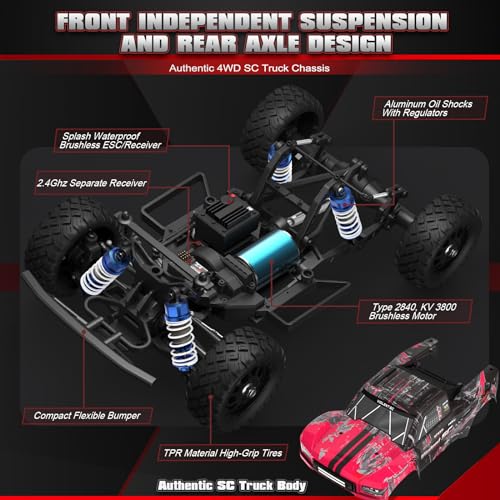 HAIBOXING 3100A 4X4 Off-Road Brushless RC Short-Course Truck, 1:14 Scale Fast RC Car, Max Speed of 42 km/h (or 60 km/h with 3S Battery), 4WD Electric Powered Remote Control Truck for Adults and Boys