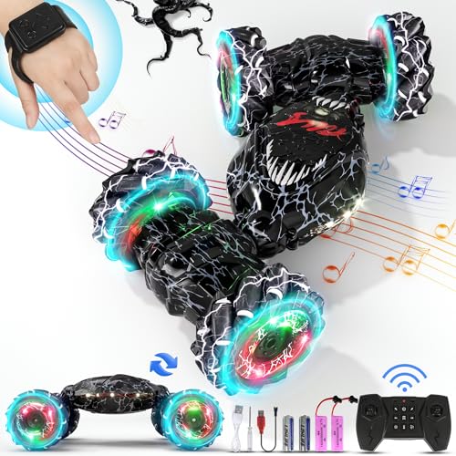 Remote Control Car, 2.4Ghz 4WD Gravity Gesture Sensing RC Cars, Monster Stunt Twist Truck Kids Toys for 5-7 yr Boys & Girls, RC Drift Car with Light Music Gift for Boy Toys Age 8-13 yr