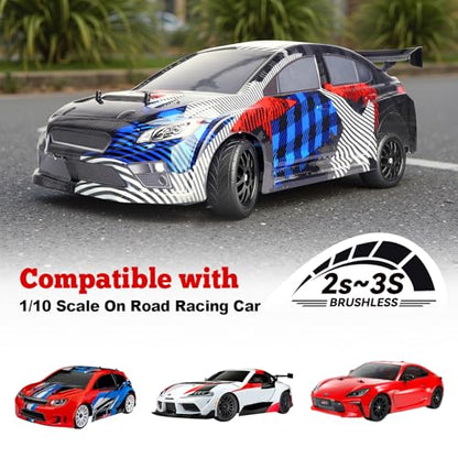 HobbyPark Glued 1/10 On-Road RC Touring Tires and Wheels Set for 1/18 Traxxas Latrax Teton 4 Tec 2.0 3.0 Tamiya TT02 TT01 Brushless (4-Pack) (Color G) - color: Color G