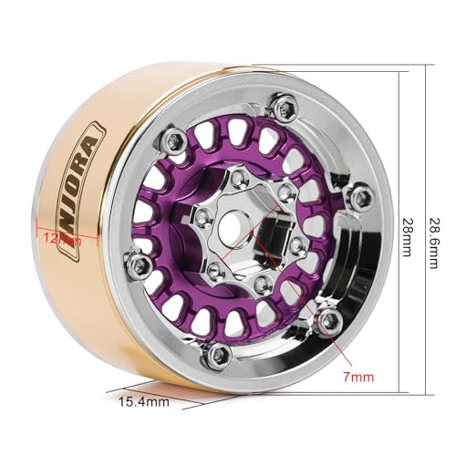INJORA ModuWheel 1.0" Aluminum Wheel Offset -4.4mm for 1/18 1/24 RC(Purple) - color: Purple