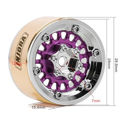 INJORA ModuWheel 1.0" Aluminum Wheel Offset -4.4mm for 1/18 1/24 RC(Purple) - color: Purple