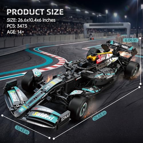 Reobrix F1-Style Race Car Building Set for Adults, 1:8 Scale Open-Wheel Model Kit, 3473 PCS Large Display Car with Working Steering, Suspension & Rubber Tires, Gift for Motorsport Fans 14+