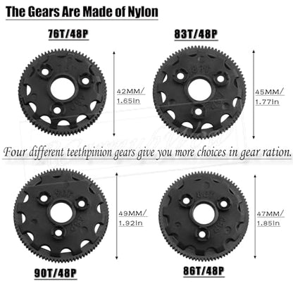 RC 48P 76T 83T 86T 90T Spur Gear &Transmission Gear &Slipper Clutch &Pressure Plate &Slipper Rebuild Kit Upgrades Part for 1/10 Slash 2WD,Rustler/Stampede/Bandit 2WD VXL,Titanium - color: Titanium(1set)