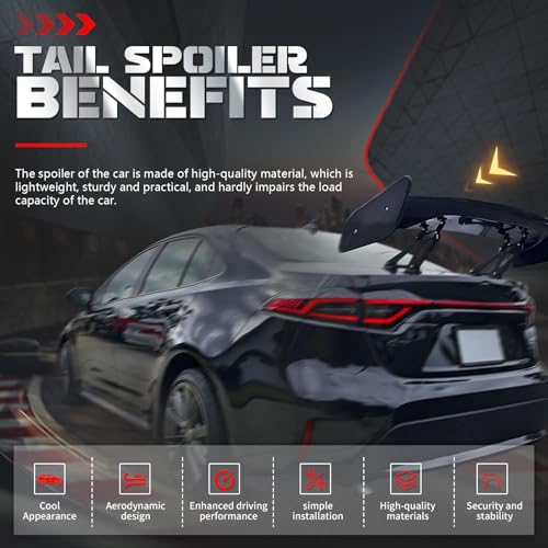 57" Car Rear GT Wing Spoiler, ABS & Aluminum Alloy Universal Rear Spoiler with Adjustable Bracket, Black - style: Glossy Black