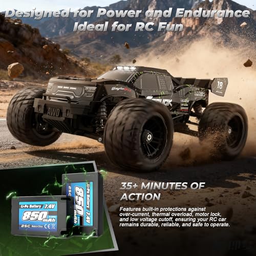 HAIBOXING 18872 1:18 RC Car, Remote Control Truck 4WD Off-Road Dune Buggy | 2.4GHz RC Truck 36km/h Speed Splash Waterproof Electronics 4X4 Truck, Dual Li-Po Batteries Hobby Gifts Toys for Kids, Adults - color: Grey