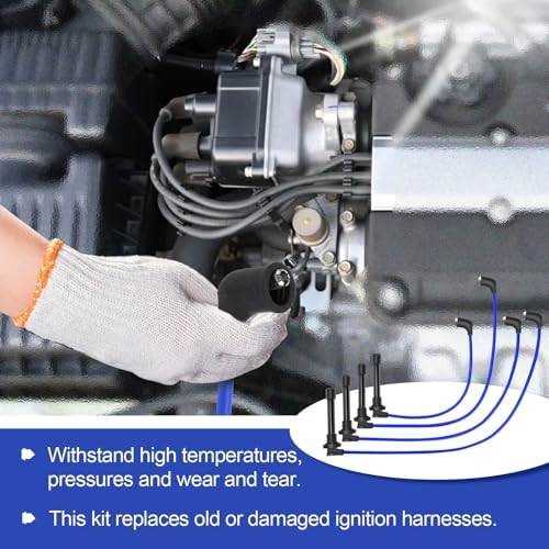 RC-HE76 Spark Plug Wire Kit for 92-00 Civic Del Sol 1.6L 97-00 Acura EL | for D16Y7/Y8/Z6/B5 D15Z1 1.6L Engines Replaces 8034, 32722P2FA03,4PCS