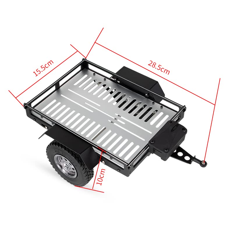KYX Racing Aluminum RC Cars Trailer Heavy Duty Truck and RC Rock Cars Trailer for 1/10 RC Crawler Car Axial SCX10 II III TRX4 TRX6 D90 Gen7 Gen8