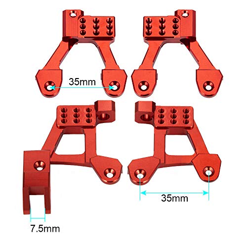 4PCS Aluminum Shock Tower Shock Hoops for 1/10 Axial SCX10 II 90046 90047 - color: Red