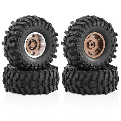 1.9" Beadlock Wheels and Tires for TRX4 SCX10 SCX10 III 90046 D90 1/10 RC Crawlers (Bronze) - color: bronze