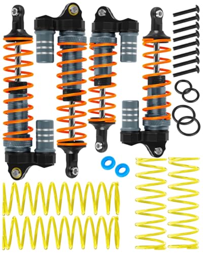 RC Aluminum Front Rear Big Bore RC Shock Absorber Upgrades Part for 1/10 Slash,Stampede,Rustler,Hoss 2WD 4X4 VXL,Alloy 4PCS RC Shocks w/Golden spring,Titanium - color: Titanium- (RC Shocks)