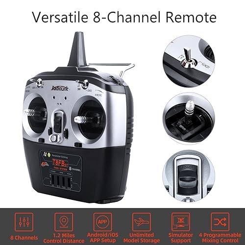 Radiolink T8FB 8 Channels 2.4GHz RC Remote Transmitter and R8EF Receiver | APP Setup 8CH Radio Controller Long Range for RC Airplane Aircraft Boat Car and More(Mode 2)